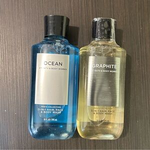 2 New Men’s Collection 3 in 1 Hair Face and Body Wash Bath and Body Works Set
